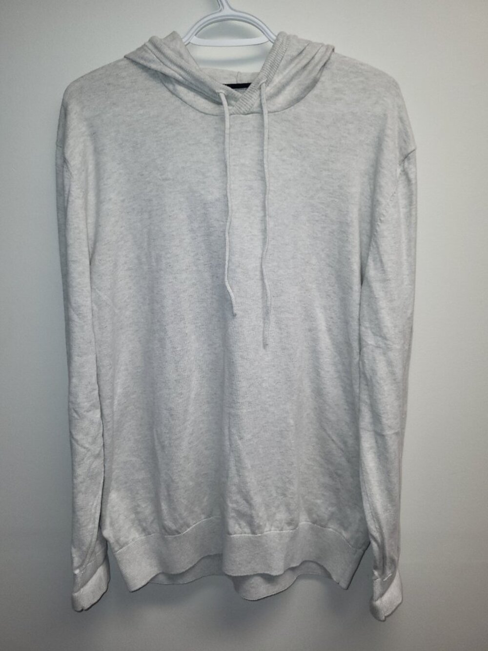 Denver Hayes Men Large Light Gray Pullover Hoodie 100% Cotton Drawstring